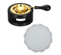 PATIKIL Wax Stamp Seal Kit, Wax Seal Kit Include Sealing Warmer, Melting Spoon, Silicone Pad, Retro Melt Stove Pot Furnace Tool for Envelope Letter Mailing Crafts DIY, Black/Gray