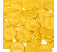 PATIKIL Wax Stamp Stickers, 100Pcs Wax Seal Stickers 3D Embossed Self-Adhesive Envelope Seals Foliage Pattern for Wedding Invitations Gift Wrapping Party DIY Craft, Golden Yellow