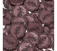 PATIKIL Wax Stamp Stickers, 100Pcs Wax Seal Stickers 3D Embossed Self-Adhesive Envelope Seals Foliage Pattern for Wedding Invitations Gift Wrapping Party DIY Craft, Dark Red