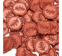 PATIKIL Wax Stamp Stickers, 100Pcs Wax Seal Stickers 3D Embossed Self-Adhesive Envelope Seals Foliage Pattern for Wedding Invitations Gift Wrapping Party DIY Craft, Wine Red