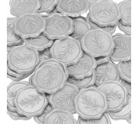 PATIKIL Wax Stamp Stickers, 100Pcs Wax Seal Stickers 3D Embossed Self-Adhesive Envelope Seals Foliage Pattern for Wedding Invitations Gift Wrapping Party DIY Craft, Bright Silver