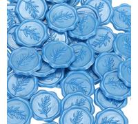 PATIKIL Wax Stamp Stickers, 100Pcs Wax Seal Stickers 3D Embossed Self-Adhesive Envelope Seals Foliage Pattern for Wedding Invitations Gift Wrapping Party DIY Craft, Sea Blue