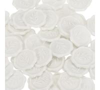 PATIKIL Wax Stamp Stickers, 100Pcs Wax Seal Stickers 3D Embossed Self-Adhesive Envelope Seals Foliage Pattern for Wedding Invitations Gift Wrapping Party DIY Craft, Pure White
