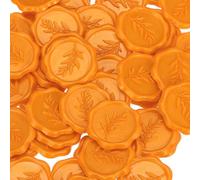 PATIKIL Wax Stamp Stickers, 100Pcs Wax Seal Stickers 3D Embossed Self-Adhesive Envelope Seals Foliage Pattern for Wedding Invitations Gift Wrapping Party DIY Craft, Orange