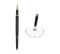 PATIKIL Wedding Pens, Guest Book Pen Set with Acrylic Round Base Stand for Wedding Reception Guest Sign in Ceremony Engagement, Black Gold