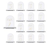PATIKIL Wedding Table Numbers 1-15, 6"x4" Acrylic Display Sign and Holder for Weddings Receptions with Stand Parties Events Centerpiece, Single-Sided Mirror Background Gold Text