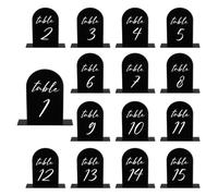 PATIKIL Wedding Table Numbers 1-15, 6"x4" Acrylic Display Signs and Holders for Weddings Receptions with Stands Parties Events Centerpiece, Black Background White Text
