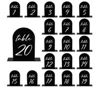 PATIKIL Wedding Table Numbers 1-20, 6"x4" Acrylic Display Signs and Holders for Weddings Receptions with Stands Parties Events Centerpiece, Black Background White Text