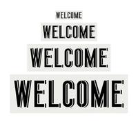 PATIKIL Welcome Stencils, 4Pcs Welcome Template Reusable Plastic Sign Templates Stencils for Fabric Wall Spray Painting Mailbox Sign Wood Art, Style 1, White