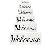 PATIKIL Welcome Stencils, 6Pcs Welcome Template Reusable Plastic Sign Templates Stencils for Fabric Wall Spray Painting Mailbox Sign Wood Art,White