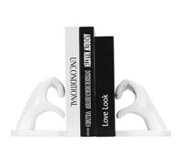 PATIKIL White Heart Hands Decorative Bookends, Decorative Resin Books Ends Heavy Duty Book Stopper for Bedroom Living Room Apartment Bookshelf Modern Home Office Decor
