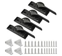 PATIKIL Window Sash Locks 3.4 x 0.9", 4Pcs Sliding Right Opening Cam Action Sash Locks and Keeper Replacement for Bedrooms Bathrooms Vertical and Horizontal Sliding Windows, Black