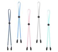PATIKIL Windproof Hat Strap Clips 31.5"x0.28", 5 Pcs Adjustable Elastic Hat Clip with Cord Locks for Fishing Boating Golfing Outdoor Sports, 5 Colors