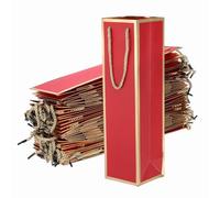 PATIKIL Wine Gift Bags, 24Pcs 3.7 x 3.5 x 14 Inch Paper Wine Bottle Gift Bag Wine Bag Bulk with Handles for Gift Christmas Wedding Birthday Anniversary Party, Red-Gold