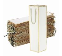 PATIKIL Wine Gift Bags, 24Pcs 3.7 x 3.5 x 14 Inch Paper Wine Bottle Gift Bag Wine Bag Bulk with Handles for Gift Christmas Wedding Birthday Anniversary Party, White-Gold