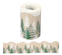 PATIKIL Winter Bulletin Board Borders, 59ft Christmas Tree Winter Classroom Border Trim Paper Roll Colorful Stickers for Bulletin Board Classroom Decorations Christmas Tree, Green Brown