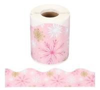 PATIKIL Winter Bulletin Board Borders, 59ft Snowflakes Winter Classroom Border Trim Paper Roll Colorful Stickers for Bulletin Board Classroom Decorations Christmas Tree, Pink