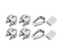 PATIKIL Wire Rope Accessory Set, 304 Stainless Steel 4 Pcs Cable Clip Clamp 2 Pcs Thimble 2 Pcs Aluminum Crimping Loop Sleeve for 8mm/1/4" Cable Rope