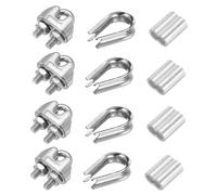 PATIKIL Wire Rope Accessory Set, 304 Stainless Steel 6 Pcs Cable Clip Clamp 6 Pcs Thimble 6 Pcs Aluminum Crimping Loop Sleeve for 8mm/ 5/16" Cable Rope
