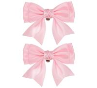 PATIKIL Women's Pink Satin Elegant Detachable Bowknot Shoe Clips, 2 Pcs x 9 x 7cm / 3.5 x 2.8 inch, Wedding Party Accessory