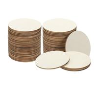 PATIKIL Wood Circles for Crafts, 3 inch Blank Unfinished Wood Round Slice Wooden Ornament Discs DIY Art Supplies for Crafting Painting Wedding Holiday Party Small Business, 60 Pcs