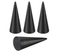 PATIKIL Wood Cone Ring Holder, 4Pcs Wooden Finger Jewelry Ring Display Stand Organizer Wood Cones Rack for DIY Art Crafts, Black (80x30mm)