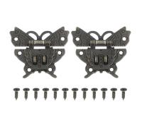 PATIKIL Wooden Box Hasp Latch, 2 Pcs Butterfly Vintage Engraved Hasp Latch Hook with Mounting Screws for Decorative Jewelry Wooden Box Case Toolbox(52x60mm), Yellow Bronze
