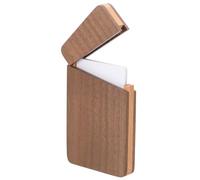 PATIKIL Wooden Business Card Holder, Wood Business Card Case Pocket Name Card Holders Organizer with Magnetic Closure for Men, Black Walnut Color