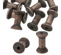 PATIKIL Wooden Empty Spools 2" x 1.4", 10Pcs Unfinished Wood Sewing Thread Spool Natural Wire Weaving Bobbins for Crafts Embroidery, Dark Brown