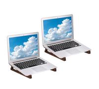 PATIKIL Wooden Laptop Keyboard Stand, 2-Pack Pine Wood Laptop Notebook Holder Ventilated Anti-Slip for 10-15 Inch Notebook/Tablet Desk Compact Cooling, Retro Color