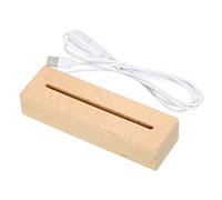 PATIKIL Wooden LED Light Base Stand, Rectangle Wooden 5.91"x1.77"x1.18" Warm White Lights Display Pedestals for Acrylic Nightlight Crystal Art, Wood Color