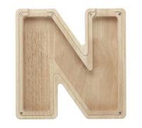PATIKIL Wooden Letter Piggy Bank, Letter N Clear Acrylic Money Saving Box Personalized Money Jar Birthday Christmas Weeding Party Decoration for Cash Coins Colored Beads