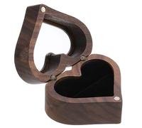 PATIKIL Wooden Ring Boxes, Heart Shaped Ring Boxes Opened with Single Slot Engagement Ring Boxes Holder Jewelry Boxes for Proposal Wedding Ceremony, Black
