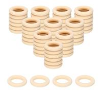 PATIKIL Wooden Rings for Crafting, 64 Pcs Smooth Macrame Wood Rings for Macrame Jewelry Making DIY Crafts, 1.18" OD 0.24" Thickness