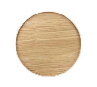 PATIKIL Wooden Serving Tray Round Wood Serving Tray Decorative Platter, 14.2 Inch Fit for Home Decor Kitchen Coffee Table Candle Holder, (Light Brown)