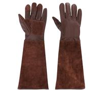 PATIKIL XL Long Gardening Gloves, Cowhide Leather Rose Pruning Garden Glove Thorn Proof Women Garden Gloves for Women Men Planting Pruning Digging, Brown