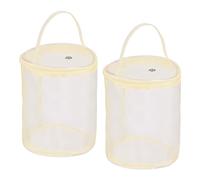 PATIKIL Yarn Storage Bag, 2 Pack Portable Crochet Knitting Bag Case Skein Ball Holder Mesh Basket Organizer Tote for Sewing Craft Projects, Beige