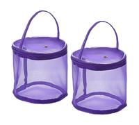 PATIKIL Yarn Storage Bag, 2 Pack Portable Crochet Knitting Bag Case Skein Ball Holder Mesh Organizer Crocheting Tote for Sewing Craft Projects, Purple
