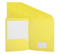 PATIKIL Yellow Plastic Folders with Pockets, 36 Pack Plastic Pocket Folders Two Pocket Letter Size Heavy Duty for Office Business Card Holder, 9.3x11.4 inch