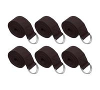 PATIKIL Yoga Strap for Stretching 6 Feet, 6Pcs Cotton Yoga Belt with Adjustable Metal D-Ring Buckle Stretch Bands for Fitness Pilates, Brown