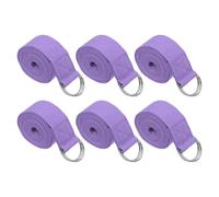 PATIKIL Yoga Strap for Stretching 6 Feet, 6Pcs Cotton Yoga Belt with Adjustable Metal D-Ring Buckle Stretch Bands for Fitness Pilates, Light Purple