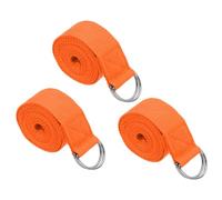 PATIKIL Yoga Strap for Stretching 8 Feet, 3Pcs Cotton Yoga Belt with Adjustable Metal D-Ring Buckle Stretch Bands for Fitness Pilates, Orange