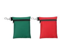 PATIKIL Zipper Golf Tee Pouch 6.7 x 5.5 Inch, 2 Pack Valuables Golf Tee Bag Golf Bag Accessories with Clip for Men Women Storage, Dark Green/Red