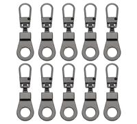 PATIKIL Zipper Pull Replacement, 10 Pcs Detachable Metal Zipper Tab Repair Kit Puller with Lock Zipper Slider for Clothing Purse Suitcase Backpacks, Gun-Black