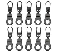 PATIKIL Zipper Pull Replacement, 10 Pcs Detachable Metal Zipper Tab Repair Kit Puller with Lock Zipper Slider for Clothing Purse Suitcase Backpacks, Black