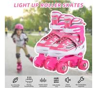 Patillas de iluminación Roller Kids Tamaños ajustables 28-41 con rodamientos silenciosos, patines en línea transpirables para niñas para niños para principiantes para niños al (S)