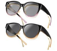 patinadrift Pack of 2 Polarised Over Sunglasses Over Normal Glasses Ultra Light Driving Glasses for Men and Women