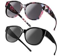 patinadrift Pack of 2 Polarised Over Sunglasses Over Normal Glasses Ultra Light Driving Glasses for Men and Women