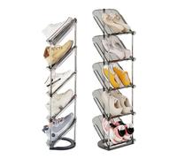 Patinao 2 Pack Sloping Narrow Shoe Rack 5 Tiers - Slim Tall Shoes Racks for Small Spaces and Corner, Shoe Storage Organiser Cabinet for Hallway, Vertical Shoe Shelf Stand Holder for Shoes Boots