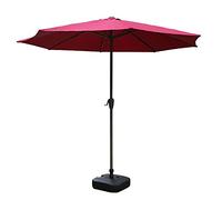 Patio 270cm Rose Red with Crank Handle Table Market Umbrella, Round Garden Parasol Cafe Store Wedding Party Beach